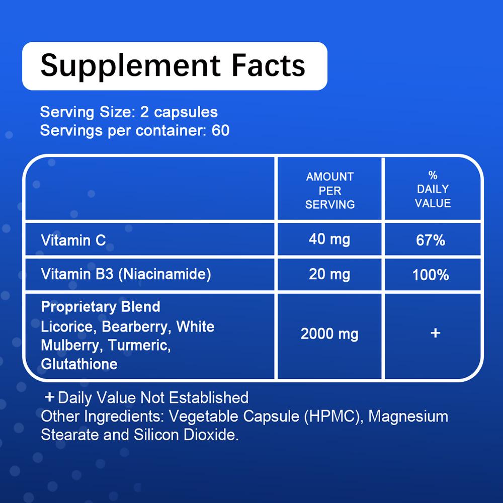 Bcuelov 2000 Mg Glutathione and Vitamin C Dietary Supplement 120 Capsules