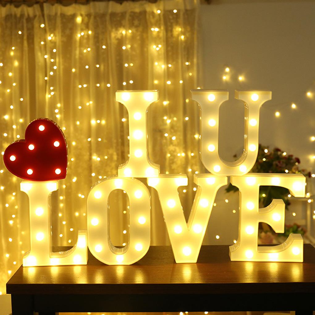 Luminous 26 English Alphabet Light Night Lamp Wedding Party Room Letter Decor
