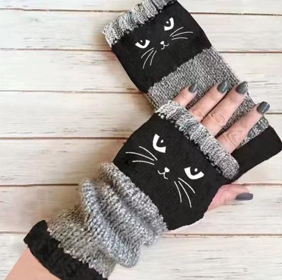 Damen Herbst/Winter Mode Gestrickte Bestickte Handschuhe