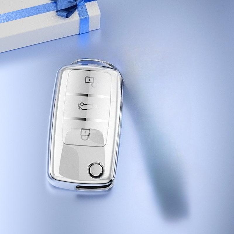 

Car Key Case Keys Full Cover Protection Shell Bag for VW Volkswagen Polo Tiguan Passat Golf Jetta Lavida Skoda Octavia серебряный