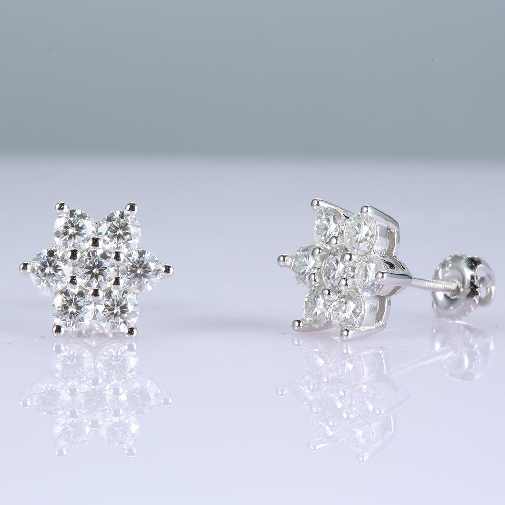 925 Sterling Silver Moissanite Stud Earrings - Unisex Fashion Round D Color