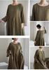 Dress for Relaxed Solid Cotton or Cotton Mori Elegant Mom Dress [Collecala] Women, Loungewear, Simple, Color, Blend, Casual, Natural, Girl, Outfit,