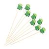 100PCS Disposable Cocktails Tags, Green Beer Decor Bamboo Picks, Disposable Handheld Toothpicks, for Snacks Sandwiches Cupcake