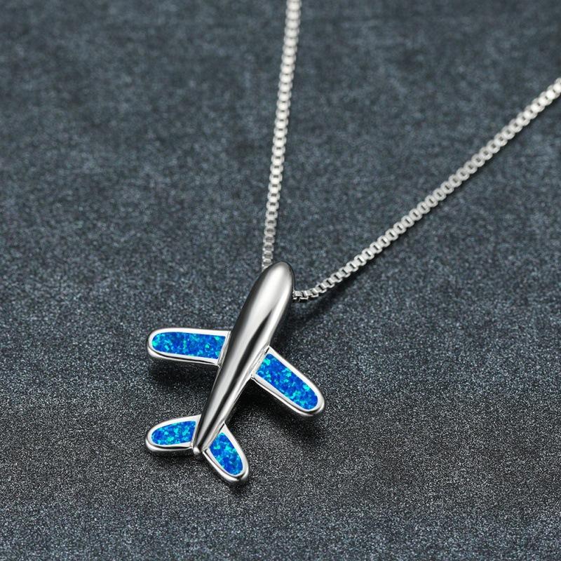 Fashion new personalized aircraft necklace simple niche design collarbone chain синий