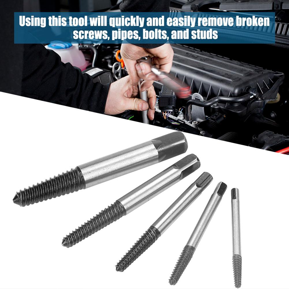 5Pcs High Quality Chrome Vanadium Steel Damaged Bolt Screw Extractor Remover