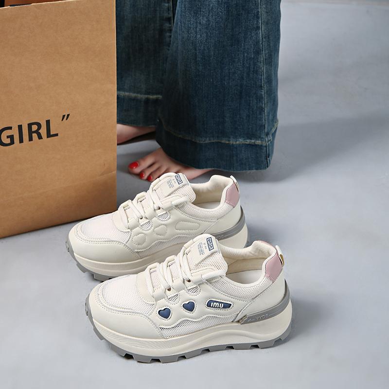 

Fashion CRLAYDK Chunky Sneaker for Women Platform Tennis Fashion White Dad Shoes Mesh Breathable Casual Lace Up Walking Sport Trainers 35