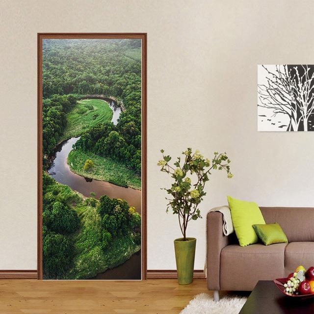 3D samolepka na dveře tapeta samolepicí samolepka na moře krajina pláž na dveře nástěnná malba vinylový plakát do ložnice koupelna domácí dekorace