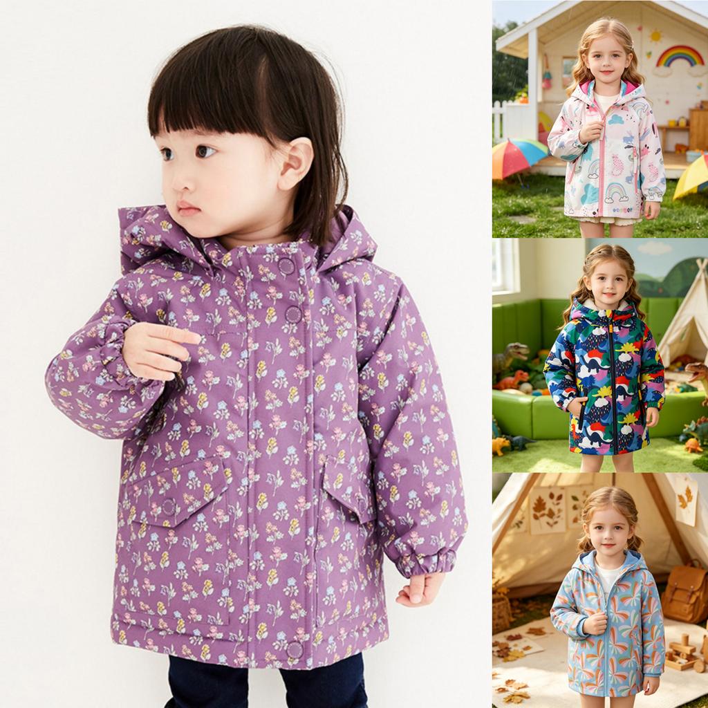 Girls Long Sleeve Zip-Up Hooded Cardigan Jacket Outerwear for