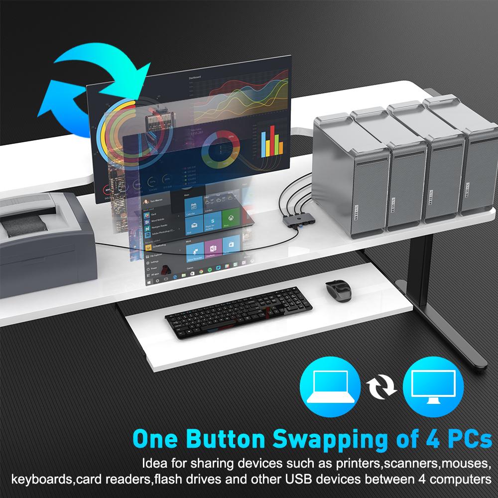4 Port Usb Switch Selector Kvm Switch for Mouse Keyboard Printing Share Computer KVM Switches
