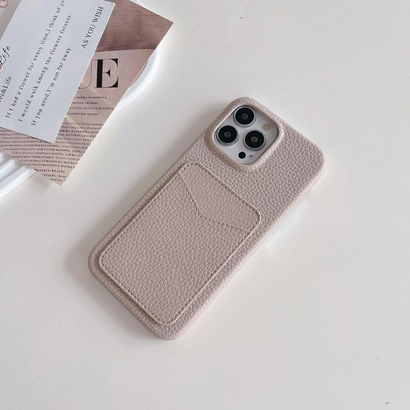Luxury Solid Color Wallet Card Slot Hard PC Shockproof Phone Case For iPhone 16 Pro Max 14 11 12 13 15 Pro Max Bumper Back Cover