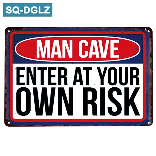 [SQ-DGLZ]Man Cave Rules  Metal Sign Bar Wall Decor Vintage Metal Crafts Home Decor Painting Plaques Art Poster