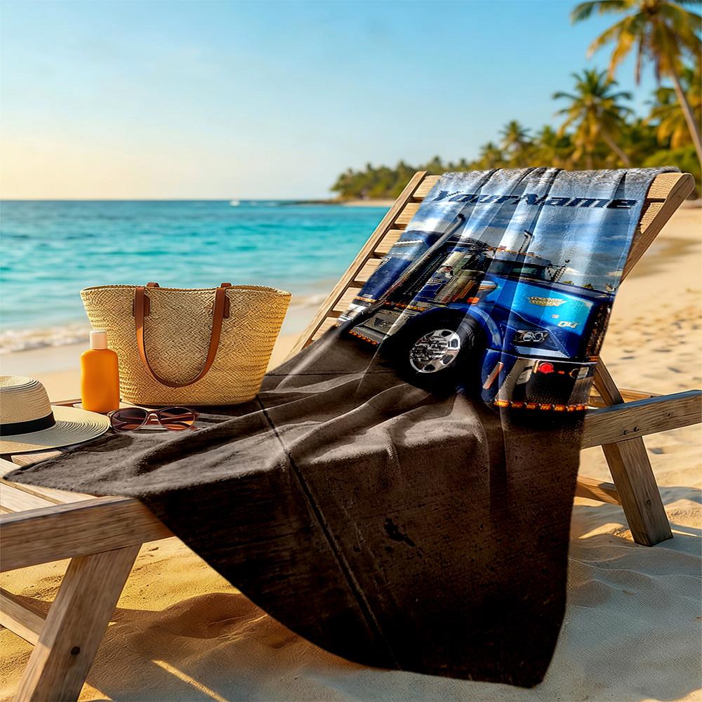 Kw Heavy Trucks Customized Name Beach Towel Quick-Dry Soft Microfiber Suitable for Swimming Gym Camping Yoga Vacation