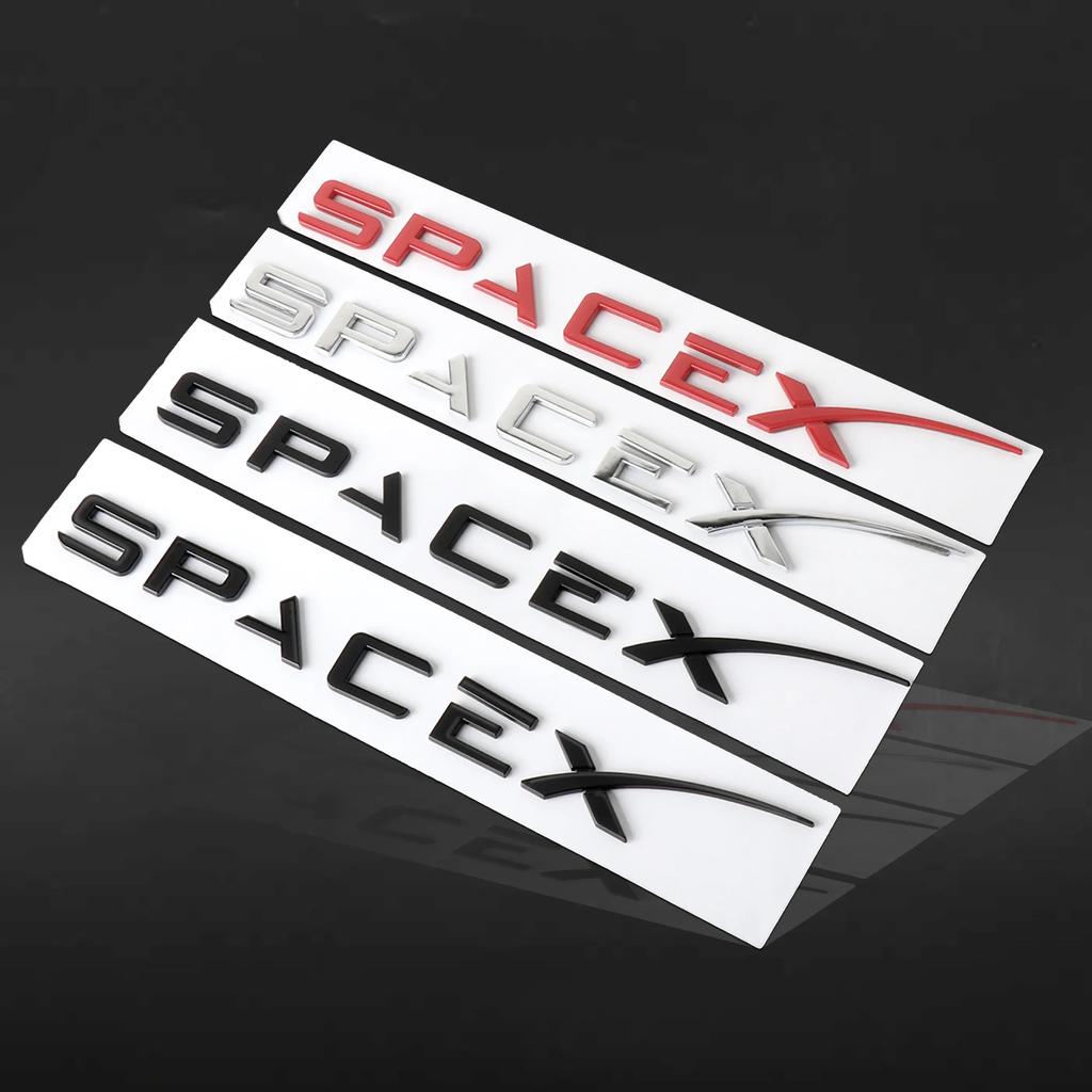 Car Sticker Tesla 1PCS ABS Car Emblem Space X Rear Badge Dceoration Stickers For Tesla Auto Trunk Exterior Styling Modification