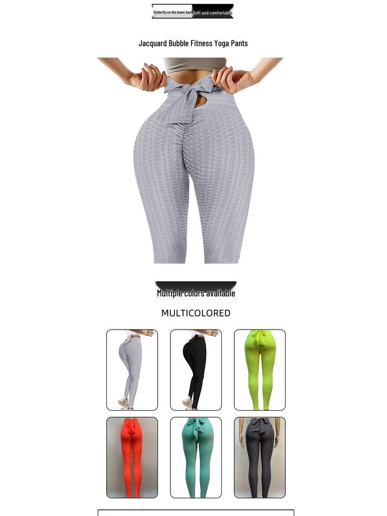 Cross-Waist Jacquard High-Waisted Butt-Lifting Yoga Pants
