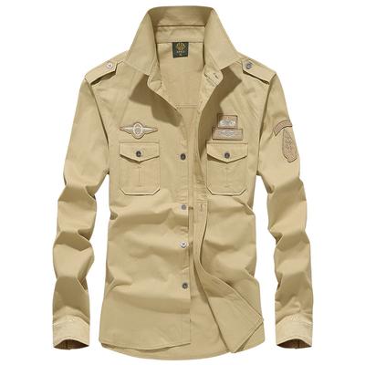 Camisas de Hombre de Manga Larga de Algodón Casual con Bordado Vintage para Primavera y Otoño