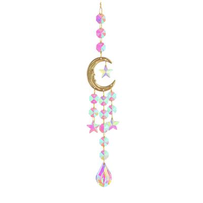 1pc, Crystal Wind Chime Suncatcher, Home Bedroom Balcony Sun and Moon Prism Decorative Pendant Home Decorative Pendant