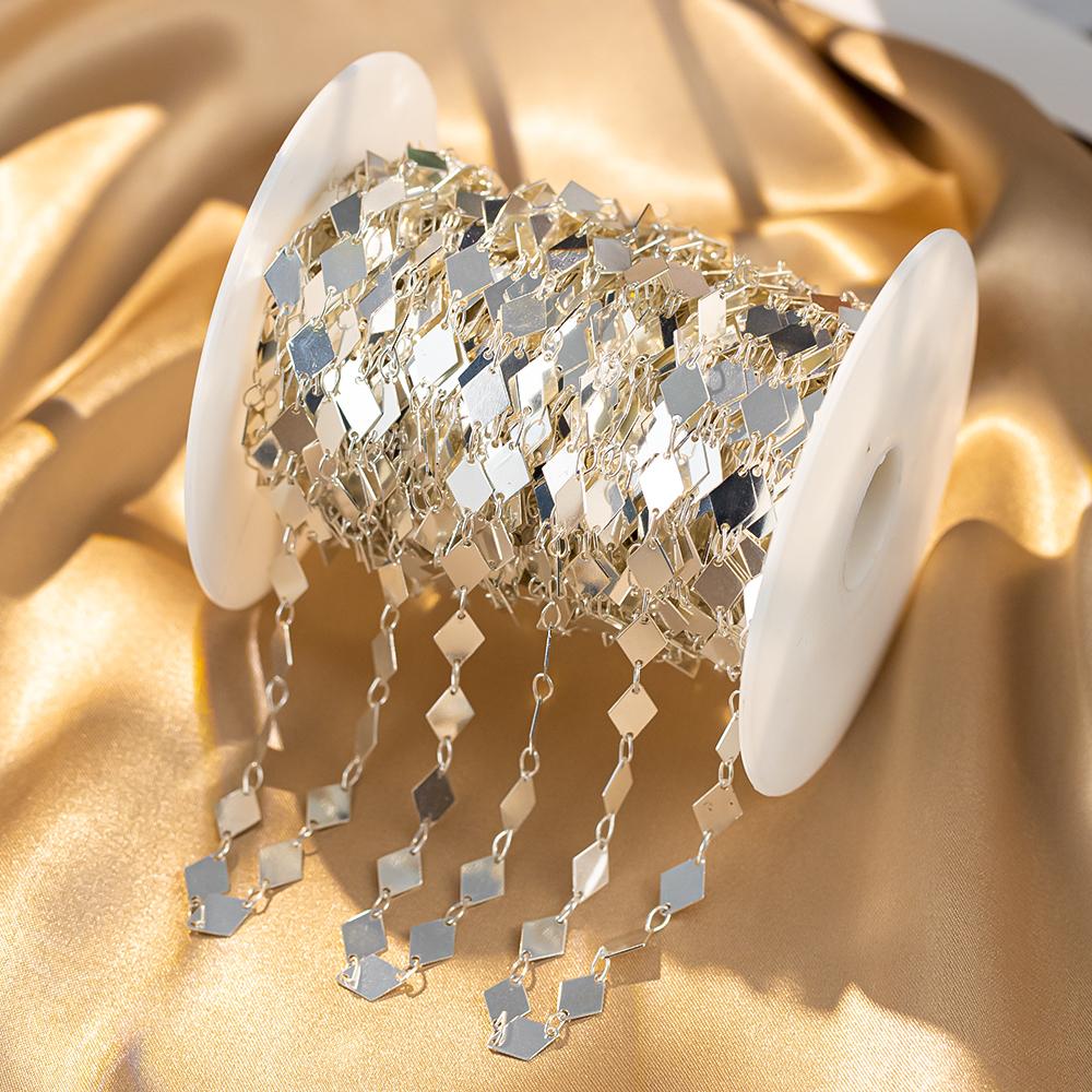 2M 1M 0.5M Copper Rhombus Chains Geometric Prismatic Bracelet Necklace Chains for Jewelry DIY Making Craft Component Accessories