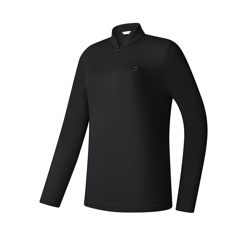 Fila Fitted Half-Zip Knit Long Sleeve T-Shirt Women Tops Deep-Black A11W515202FBK