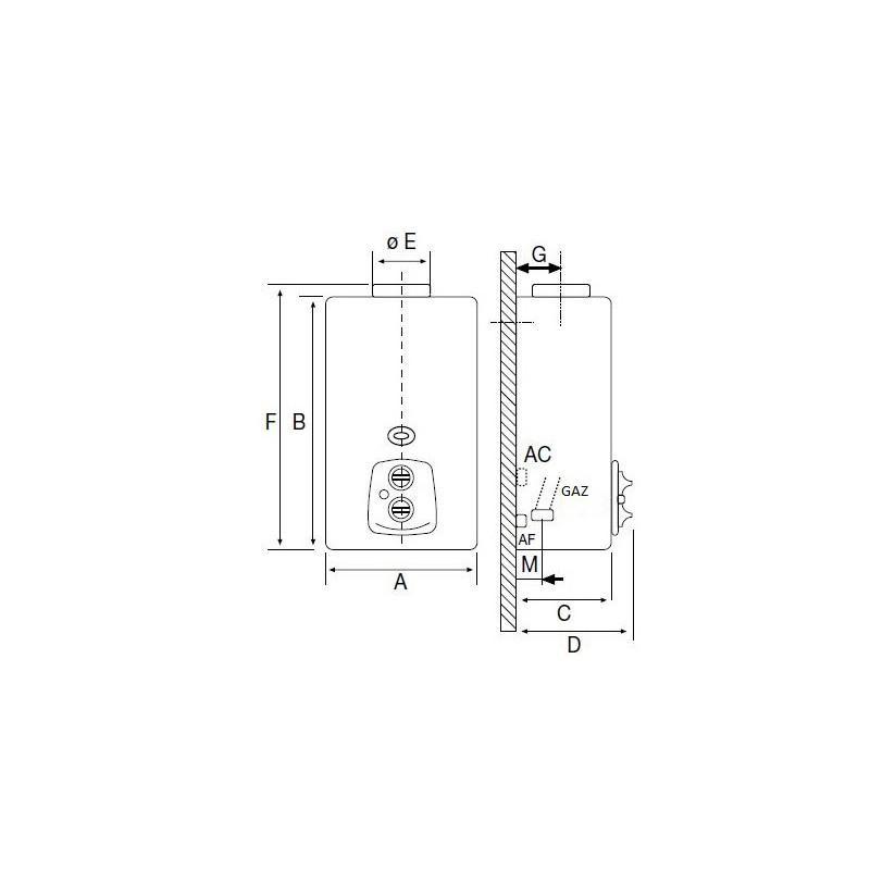FAGOR Fl14in - White - Water Heater 14l - Natural Gas G20 - Battery Ignition