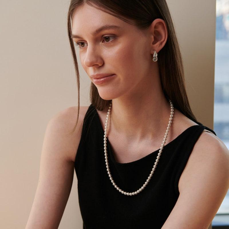 cotoit Knot Point Pearl Necklace Long(6mm)