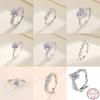 925 Sterling Silver Ring Heart AAA Zircon Open Adjustable Engagement For Women Wedding Fashion Jewelry Party Gifts