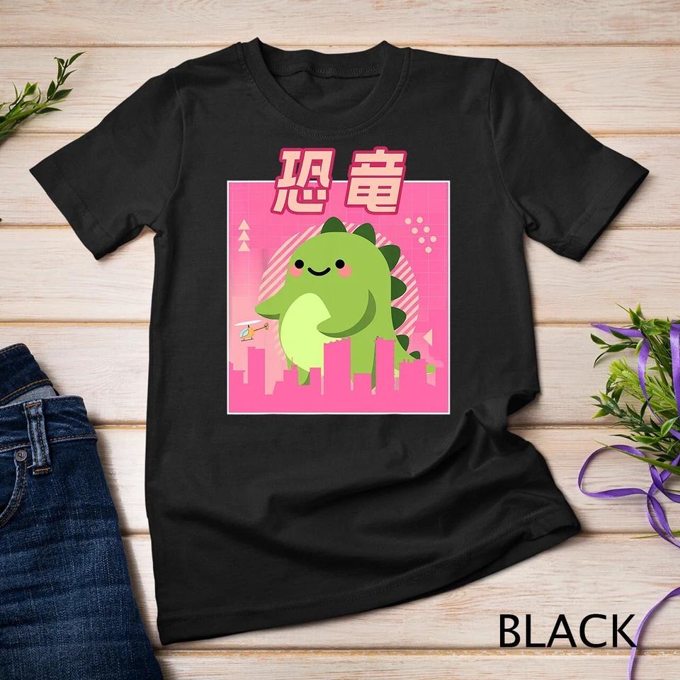 Funny Retro 90s Japanese Kawaii Otaku Anime Cute Dinosaur Unisex T-shirt 2 4XL
