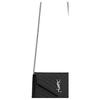 Saint Laurent Ysl Obálka Stříbrné Logo Prošívaná Zrnité Ražené Kožené Obálka Peněženka na Řetízku Taška přes Rameno Crossbody Taška Dámské Tašky Černá 393953BOW021000
