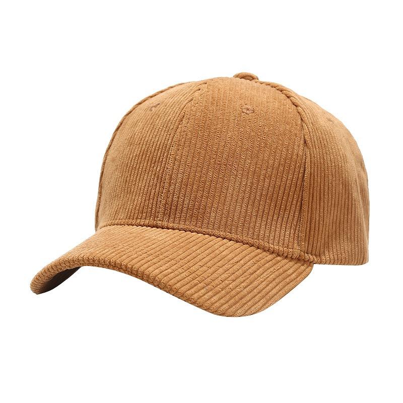 Hat Men's early autumn light board corduroy baseball cap Women's literary and retro solid color cap Couple curved brim hat