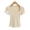 2024 Retro Slimming Women's Horseshoe Collar Tee
