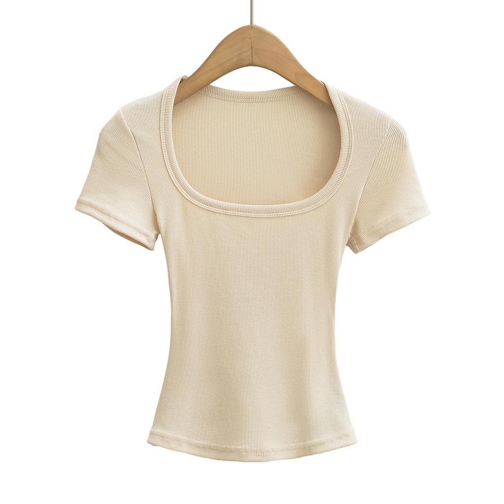 2024 Retro Slimming Women's Horseshoe Collar Tee
