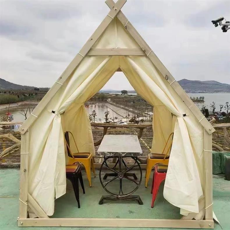 Triangle Log Cabin Style Dining Tent for Outdoor Camping and BBQ
