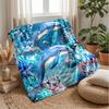 Oceanic Dolphins Underwater 3 Theme Blanket Lightweight Warm Flannel Blanket Decorative Throw Blanket for Home Decoration