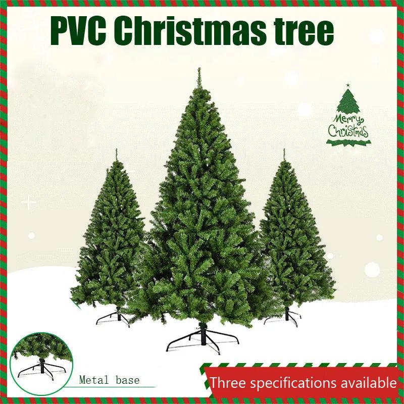 1pc Christmas Tree Large Christmas Ornaments High Quality Artificial Xmas Tree Indoor Outdoor Green With Metal Stand PVC
