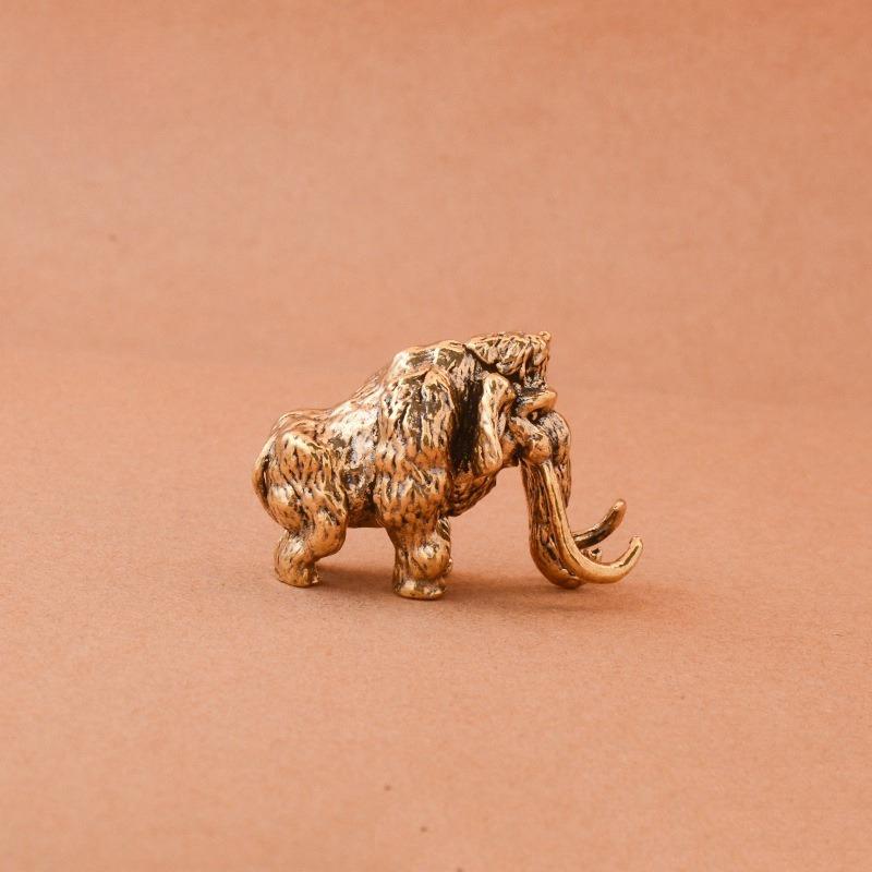 Antique Bronze Cute Mammoth Miniature Figurines Desk Ornament Decorations Accessories Copper Animal Sculpture Home Decor Crafts