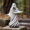 New Halloween White Clothed Ghost Garden Sculpture Outdoor Ghost Face Doll Decoration Cute Ghost Garden Decoration Resin Crafts