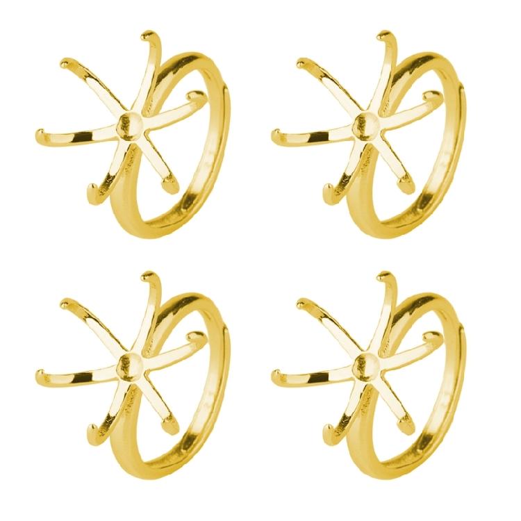 

Pack of 4 Unique Claw Prong Style Rings Setting Durable Rings Blank Support Tray