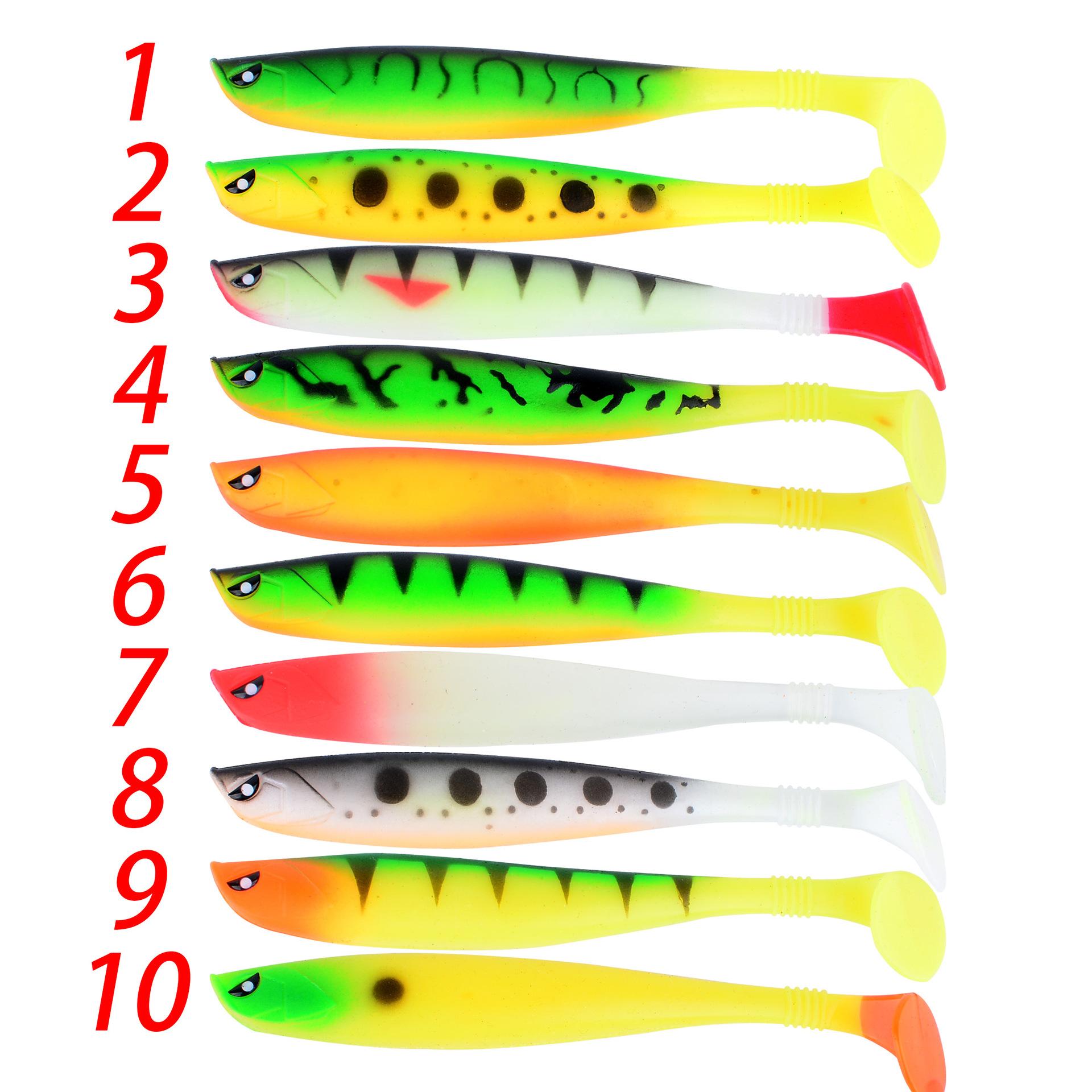 

10PCS 12cm 9g Soft Tail Lure for Sea Fishing Artificial Bait Shrimp Oil Lure T Tail Design Fishing Lures for Sea 9g 0.32oz 12cm 4.73i