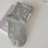 5 Pairs of Female Spring and Summer Breathable Lovely Embroidered Love Lace Bubble Mouth Tube Socks