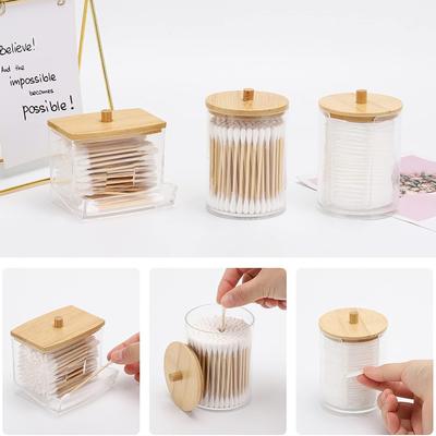 3pcs Bathroom Organizer Accessories Qtips Holder Storage with Plastic Lids Cotton Ball/Swabs Dispenser, Apothecary Container