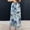 Plara Pleats Blue Flower Skirt