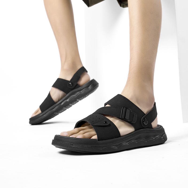 Fashion Quality Handmade Summer Dual-use Sandals Men's Breathable Leather Comfort Outdoor Sandals Fashion Antiskid Senior Beach Sandals