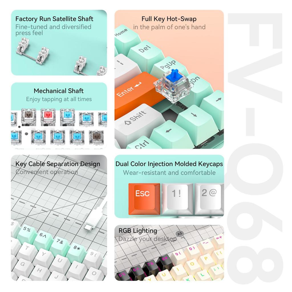 RGB Russian Co-branded Custom Three-Mode Wired Gaming Mechanical Keyboard