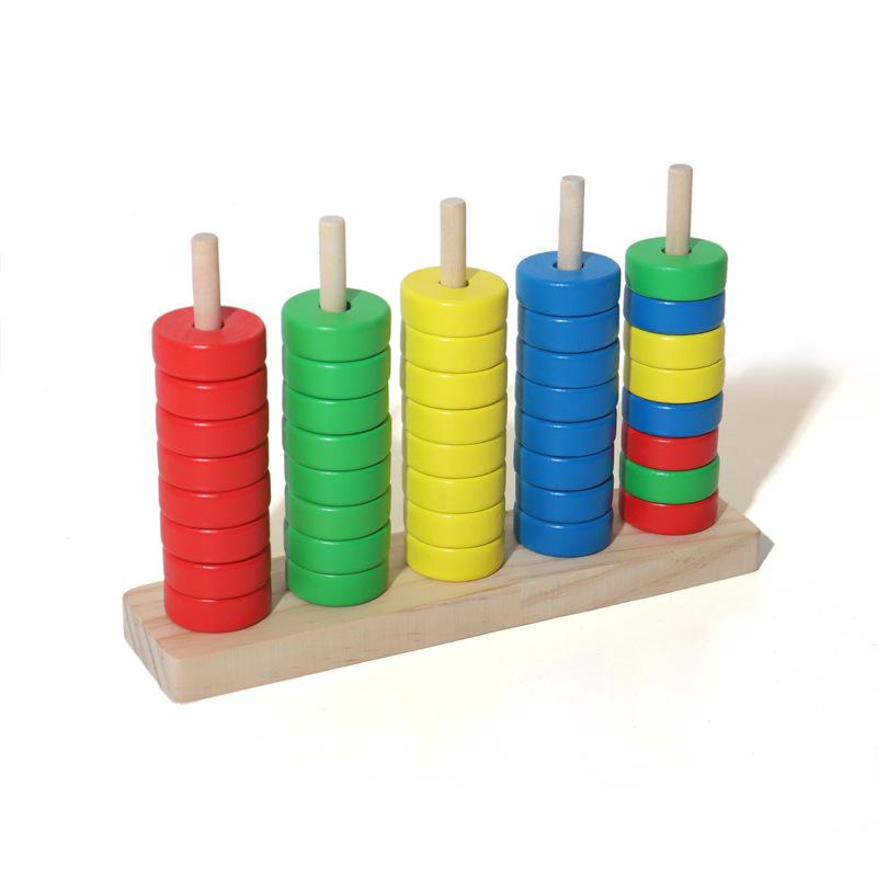 CE Certified Wooden Colorful String Beads Sorting Toy for Early Education