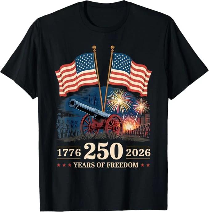 Betsy Ross Flag 250 Years of Freedom T-Shirt Size S-4XL S