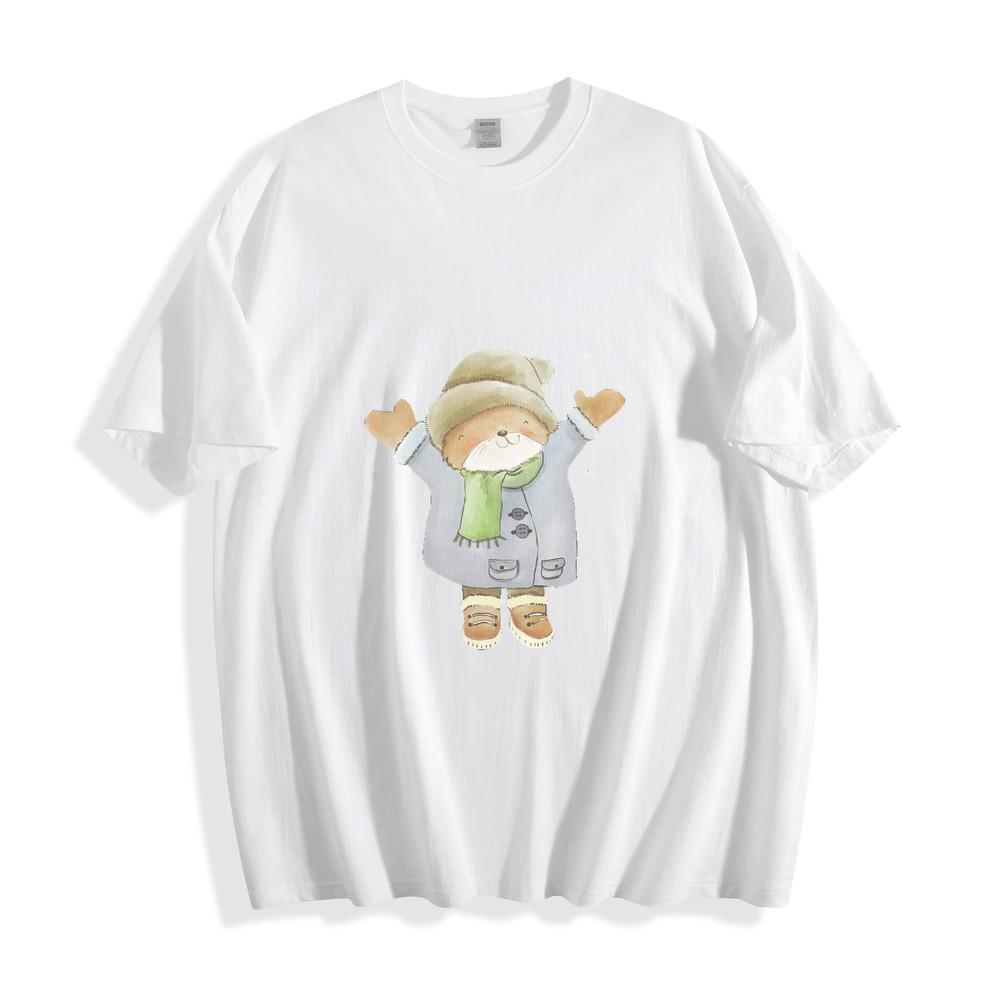 Watercolor Cartoon Bear in Winter Outfit T-Shirt