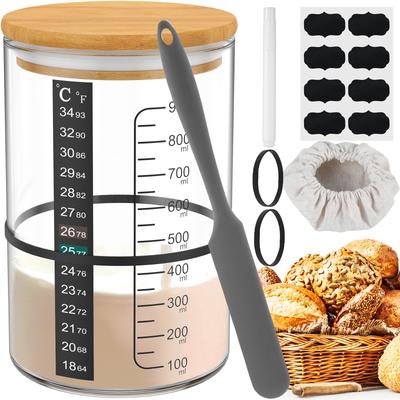 Sauerteigstarter-Glas-Set Sauerteigstarter-Behälter Back-Fermentationsglas Aufbewahrungsglas für Lebensmittel Küchen-Brotbackzubehör