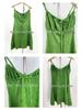 In-Stock Green Retro French-Style Spaghetti Strap Dress - Slimming & Flattering Spring/Summer Short Skirt for Women