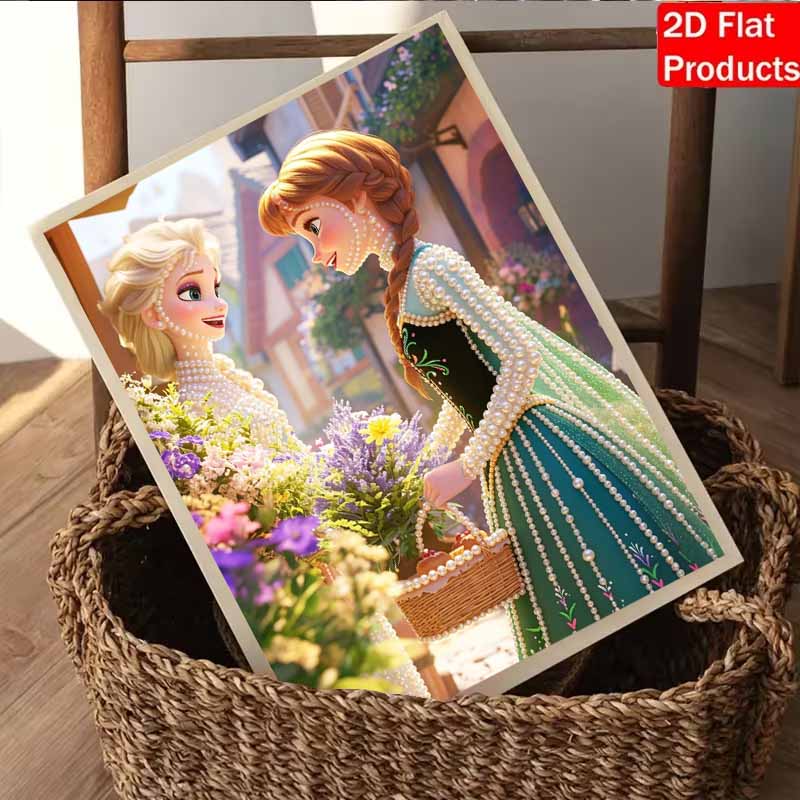 Disney Pearl Painting Anna and Elsa DIY Pearl Art Painting Pearl Gem Painting Pictures Crafts Special Shape Home Wall Decoration