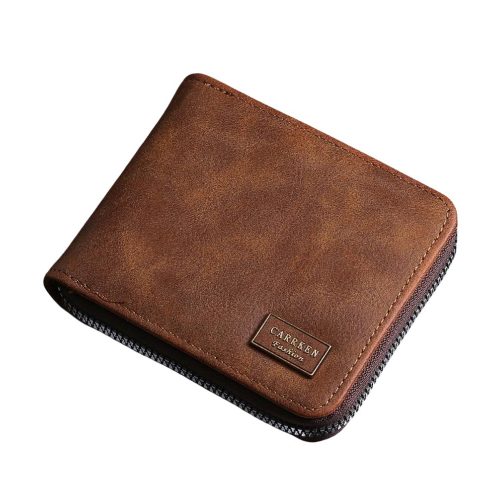 

Thin Men s Short Wallet Large Capacity Card Holder Durable PU Leather Coin Purse Travel коричневый