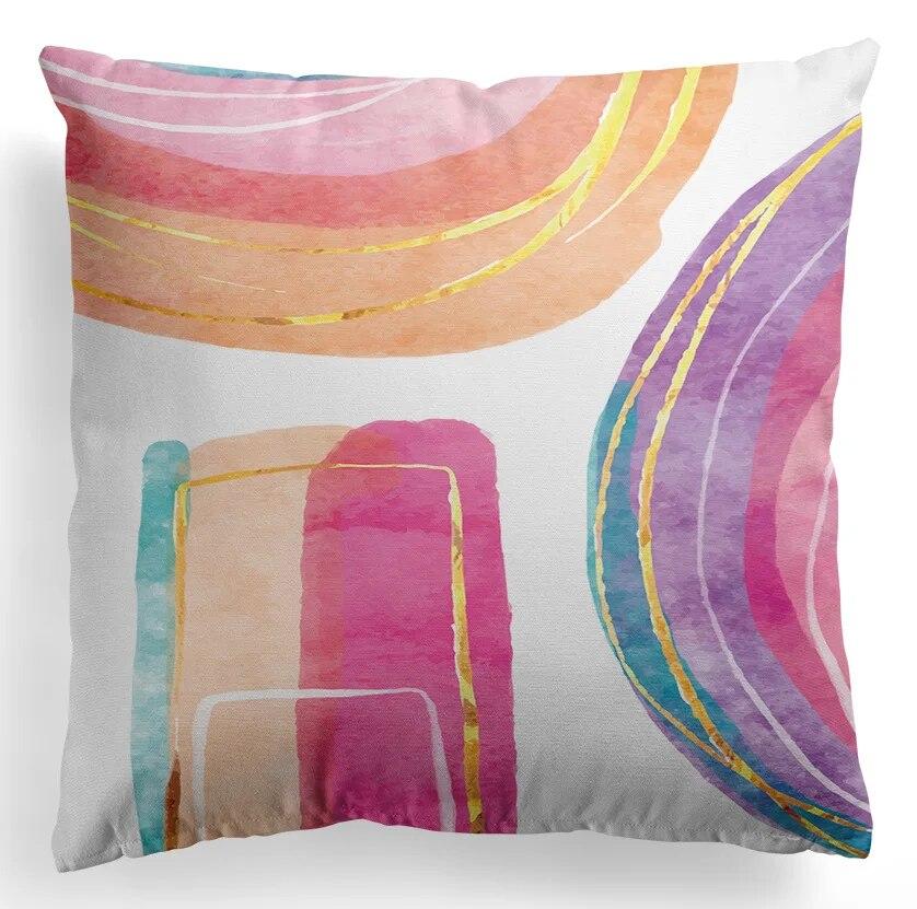 Nordic Abstract Art Colorful Geometric Stitching Decorative Pillowcase Living Room Sofa Office Cushion Cover Home Decoration